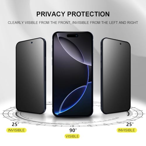 2 Pack for iPhone 16 Pro Max 6.9" Matte Privacy Screen Protector Anti-glare Anti-spy Tempered Glass Film Anti-fingerprint Easy Installation - size: iPhone 16 Pro Max