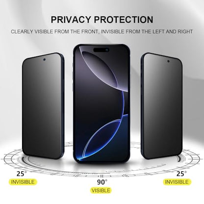 2 Pack for iPhone 16 Pro Max 6.9" Matte Privacy Screen Protector Anti-glare Anti-spy Tempered Glass Film Anti-fingerprint Easy Installation - size: iPhone 16 Pro Max