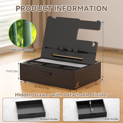 Pezin&Hulin Docking Station with Drawer, Nightstand Organizer - color: Black