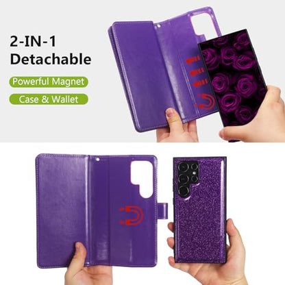 Varikke for Galaxy S25 Ultra Wallet Case Magnetic Detachable, Deep Purple - color: Dark Purple, size: Galaxy S25 Ultra 6.9"