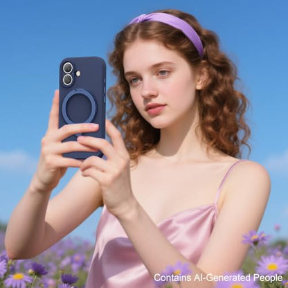 Case for iPhone 17 with 360°Spin Stand,6.3" Dark Blue | Magnetic 360°Spin Stand,Compatible with Mag-Safe,Soft Silicone 17 Case - color: Dark Blue, size: Iphone 17