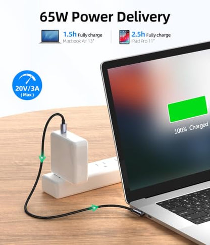 Short Right Angle USB C to USB C Cable 1FT 3 Pack, 65W Fast Charging - color: Black, size: 1FT