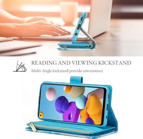UEEBAI Wallet Case for Samsung Galaxy S24 Plus/S25 Plus 5G, PU Leather Wallet Magnetic Closure Handbag Zipper Pocket Cover Kickstand Card Slots with Hand Strap Marble Flip Case Women - Marble Blue - color: Marble Blue, size: Samsung Galaxy S24 Plus/S25 Pl