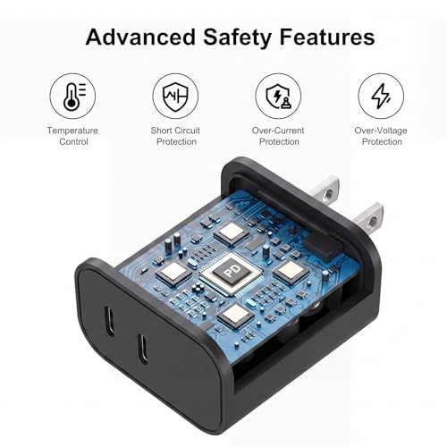 iPhone 18 17 16 15 Charger Fast Charging, 20W Dual Port USB C Charger Block - color: Black