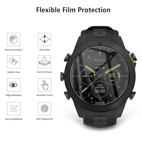 6‑Pack for Garmin MARQ (Gen 2) 1.2" Screen Protector, AUUYYA Soft Flexible TPU Ultra‑Thin Self‑Healing Bubble‑Free Protective HD Clear Film for Adventurer, Athlete, Aviator, Golfer, Captain SmartWatch - size: Garmin MARQ (Gen 2) Series