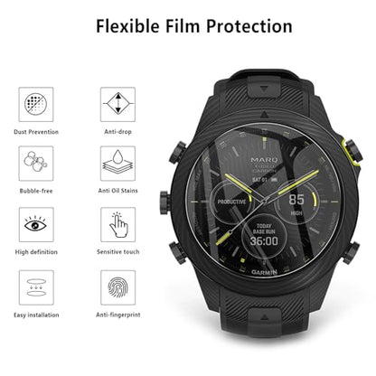 6‑Pack for Garmin MARQ (Gen 2) 1.2" Screen Protector, AUUYYA Soft Flexible TPU Ultra‑Thin Self‑Healing Bubble‑Free Protective HD Clear Film for Adventurer, Athlete, Aviator, Golfer, Captain SmartWatch - size: Garmin MARQ (Gen 2) Series