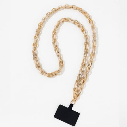 Phone Crossbody Chain CellPhone Lanyard, Acrylic Shouder Strap Universal Lanyard Chain with Tether Patches Compatible with Most Phones Bag Purse (Begie - color: O