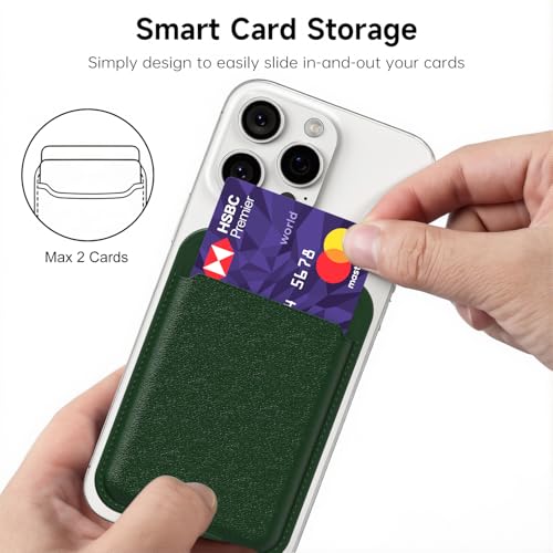 oakxco Phone Wallet Stick On, Slim Thin Adhesive ID Credit Card Holder Wallet Pocket Back of Phone Case, Hard Shell Plastic Sleeve Sticky Card Wallets Pouch for iPhone Samsung Pixel, Dark Green - color: Dark Green