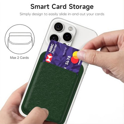oakxco Phone Wallet Stick On, Slim Thin Adhesive ID Credit Card Holder Wallet Pocket Back of Phone Case, Hard Shell Plastic Sleeve Sticky Card Wallets Pouch for iPhone Samsung Pixel, Dark Green - color: Dark Green