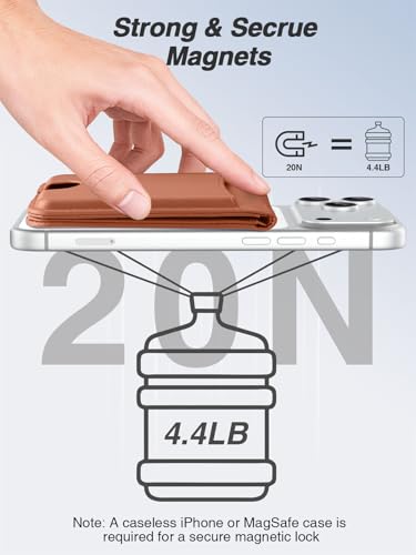 TopMade for MagSafe Wallet Works with Find My, Strongest Magnetic Wallet - color: Brown