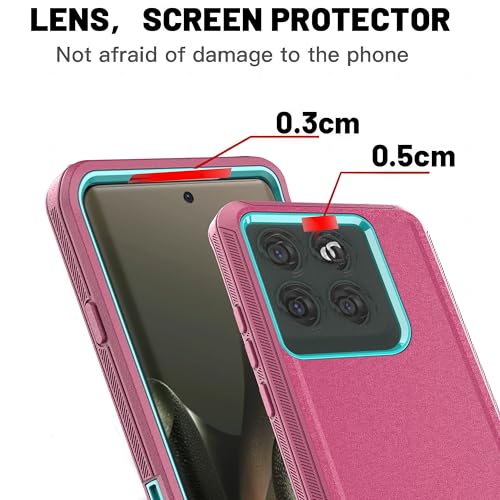 for Moto Edge 2025 Phone Case 3 in 1 Shockproof Hard PC Soft TPU Bumper Drop-Proof Shell with Screen and Camera Protection Blue/Sky Pink - color: Blue with Pink