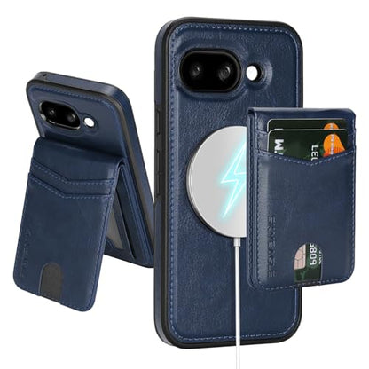 SkyEagle Compatible with Magsafe 2 in 1 Detachable Google Pixel 9a Wallet Case with Card Holder,Women Men Magnetic PU Leather Phone Case RFID Blocking Flip Kickstand Credit Slots,Blue - color: Blue, size: Google Pixel 9a