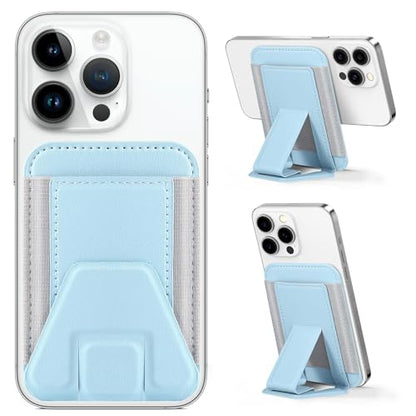 Miroddi for Magsafe Wallet Stand, Magnetic Phone Wallet for iPhone 16/15/14/13/12 Series, Leather Magnetic Cards Holder, Fits 5 Cards, RFID Blocking, Slim, Blue - color: Blue-1
