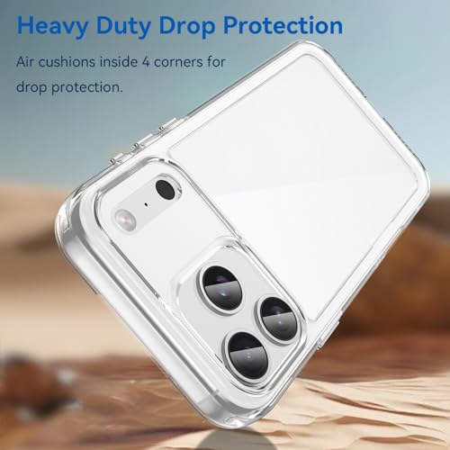 Clear Case for iPhone 17 Pro Max, Shockproof Protective Cover, Hard PC Back, Anti-Yellowing (Clear)