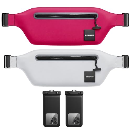 DRENCH clear aesthetic touchscreen pouch – Pink + White Waterproof Fanny Pack Bundle, 2 Submersible Phone Pouches + Floating Cases