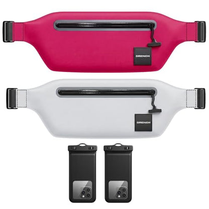 DRENCH clear aesthetic touchscreen pouch – Pink + White Waterproof Fanny Pack Bundle, 2 Submersible Phone Pouches + Floating Cases