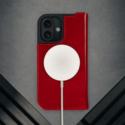 TORRO Leather Case Compatible with iPhone 17 6.3" 2025 - Premium Leather Wallet Flip Case with Kickstand and Card Slots (Compatible with Official MagSafe Chargers) - Red - color: Red, size: iPhone 17
