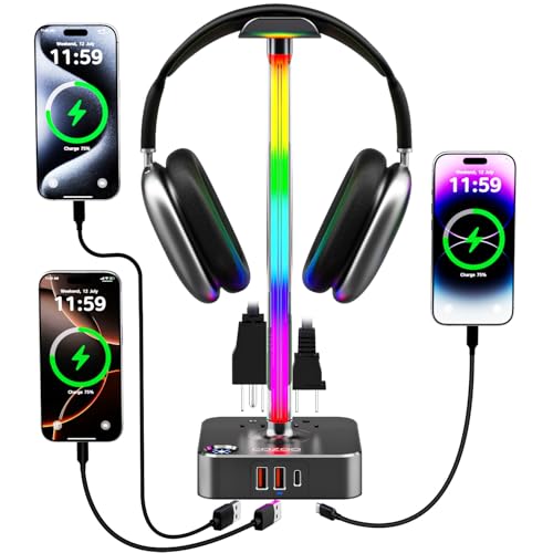 cozoo Headphone Stand with Charger, USB C, Gifts for Gamers Men, Gray Pro - color: Gray Pro