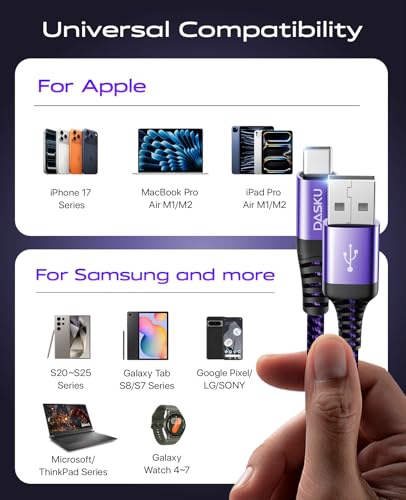 USBA to USBC Cable [15FT 1Pack], Long USB C Cable 3A Fast Charging, USB to - color: Purple, size: 15FT 1Pack, style: USB A to USB C