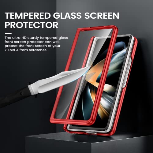 VEGO for Samsung Z Fold 4 Case with Belt Clip Holster and Kickstand - color: A-Red, size: Galaxy Z Fold 4