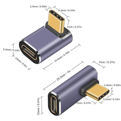 Duttek USB C 90 Degree Adapter 40Gbps, Right Angle USB C Adapter 100W, USB Type C Extender Connector Adapter for Thunderbolt 4/3, Steam Deck, iPhone 15, Switch, iPhone - style: Middle Angle+ 90 Degree USB C Adapter