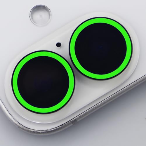 BONVAN for iPhone 17 Camera Lens Protector Glow in the Dark Tempered Glass Screen Accessories Luminous Lens Cover (2PCS) (Green) - color: Green