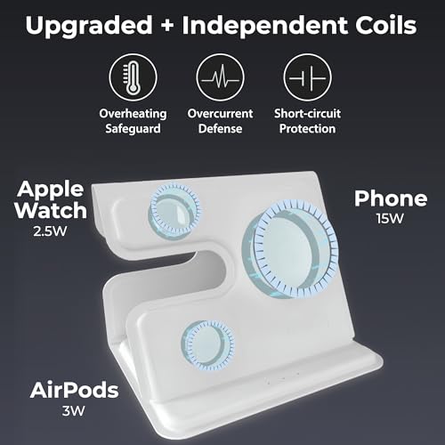 BLACK+DECKER 3 in 1 Charging Station for Apple Multiple Devices(White) - color: White