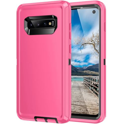 for Galaxy S10 Case,[Without Screen Protector] Heavy Duty Shockproof Dust/Drop Poof 3 Layers Full Bady Protection Rugged Cover for Galaxy S10,Pink/Black - color: Pink/Black