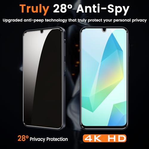 3+3 Pack for Samsung Galaxy A16 5G Privacy Screen Protector with Camera Lens Protector, Anti-Spy Tempered Glass Film, 9H Hardness, Anti-Scratch, Touch Sensitive - size: Galaxy A16 Privacy
