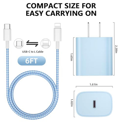 Phone Charger Fast Charging, 4 Pack 20W USB C Wall Charger Block with Cable