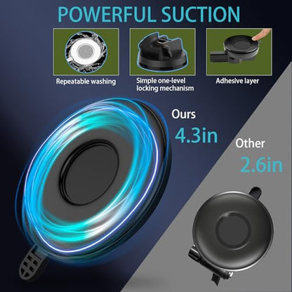 Topsolar Phone Mount for Truck Phone Holder for Truck - Heavy Duty Super Suction Cup, Mobile Device Holder Dashboard Window 16.9 inch Long Arm & Stable, iPhone & Samsung Compatible, Semi Trucker