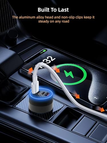 [4 in 1] USB C Car Charger 90W Max Super Fast Charging Adapter,4-Port PD PPS Car Charger Dual USB-C (30W+15W) & Dual 22.5W USB-A Ports for iPhone17/16/15/14, Samsung Galaxy,iPad,Laptop
