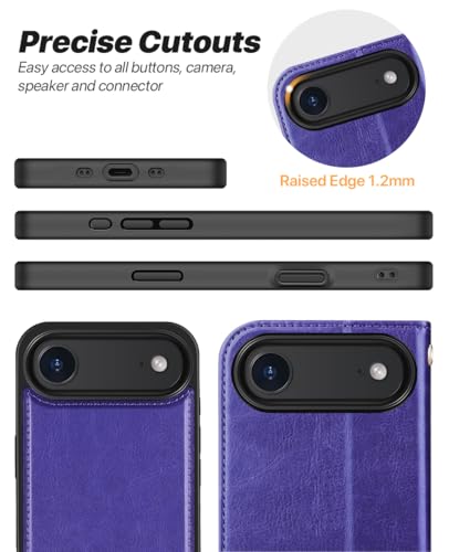 OCASE for iPhone Air Detachable Wallet Case with Card Holder, 2 in 1 PU Leather Flip Folio with RFID Blocking Stand Wrist Strap Shockproof Phone Cover 6.5 Inch 2025, Purple - color: Purple, size: iPhone Air