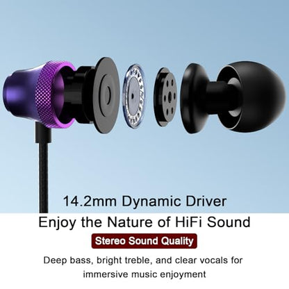 Wired Earbuds 3.5mm Jack with Microphone Soft Small-Ear Earphones - color: Purple-Rose
