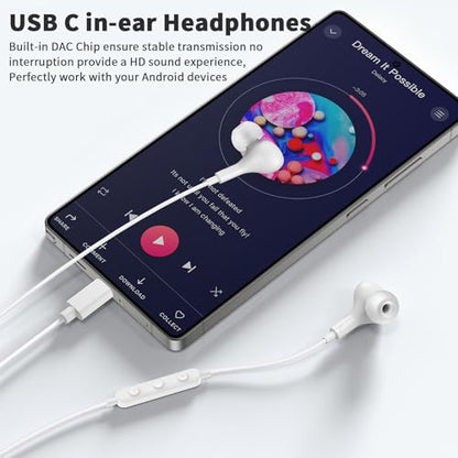 USB C Headphones Wired Earbuds for iPhone 18 Pro Max 17 16 15,White - color: White