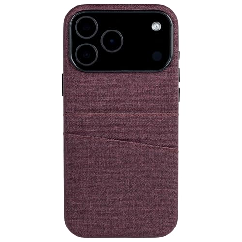Dockem Card Case for iPhone 17 Pro Max with Magnetic Mounting Plate, Camera Control Button, Wallet with 2 Holder Slots: M2 Luxe Canvas-Style Synthetic Leather (Burgundy) - color: Burgundy, size: 17 Pro Max