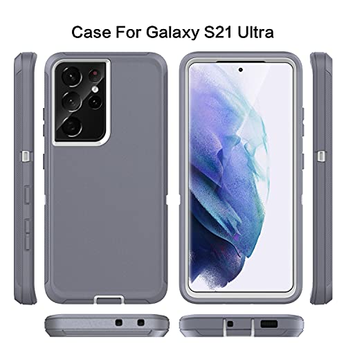 MXX Case Compatible with Galaxy S21 Ultra Case, 3-Layer Super Full Heavy Duty Body Bumper Cover/Shock Protection/Dust Proof, Designed for Samsung Galaxy S21 Ultra 5G 6.8 Inch 2021 (Gray/White) - color: Gray/White