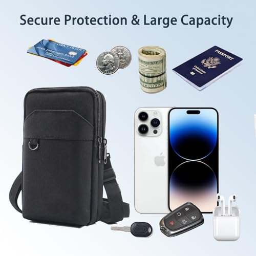 Travel Cell Phone Pouch Belt Pouch, Phone Holster Crossbody Bag with Shoulder Strap for iPhone Case Holder for Hand with Neck Lanyard Smartphone Walking Passport Wallet (Light Grey A) - color: Light Grey A