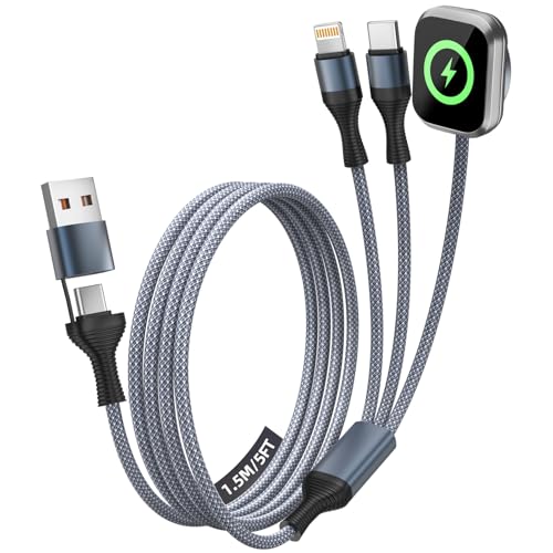 Cruise Essentials 2026,3 in 2 Multi Charging Cable for iPhone Watch Charger - color: Space Gray&White, size: AC to C+L+iWatch