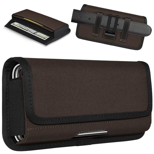 ykooe Rugged Nylon Holster Compatible with iPhone 16/15/14/13/12 Pro Max & Plus,17 Air Models, Galaxy S24/S23/S21/S20 FE Cell Phone Belt Holder for Men, Coffee - XL - color: Coffee, size: XL