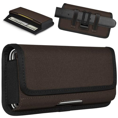 ykooe Rugged Nylon Holster Compatible with iPhone 16/15/14/13/12 Pro Max & Plus,17 Air Models, Galaxy S24/S23/S21/S20 FE Cell Phone Belt Holder for Men, Coffee - XL - color: Coffee, size: XL