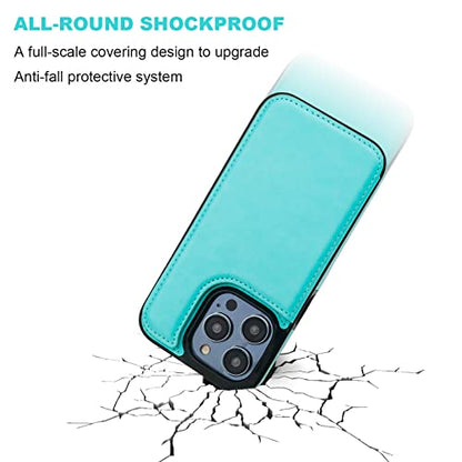 ONETOP for iPhone 14 Pro Wallet Case with Credit Card Holder,LightBlue | Kickstand,ID/Cash Holder,Case Wallet with Card Slots,Double Magnetic Clasp,Durable PU Leather Shockproof Cover for Women Men - color: Light Blue