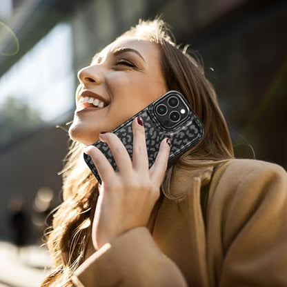 HAOPINSH for iPhone 16 Pro Max Wallet Case with Card Holder, Black Leopard Cheetah Pattern Back Flip Folio PU Leather Kickstand Card Slots Case for Women Girls, Double Magnetic Clasp Shockproof 6.9" - color: Black Leopard