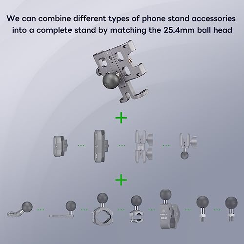 FANAUE Motorcycle Phone Mount, Aluminum Alloy Bike Handlebar Cell Phone Holder Compatible with 1 inch RAM Ball Mounts and Scooter UTV/ATV, Bicycle Phone Mount for iPhone 5.5-7" Smartphone