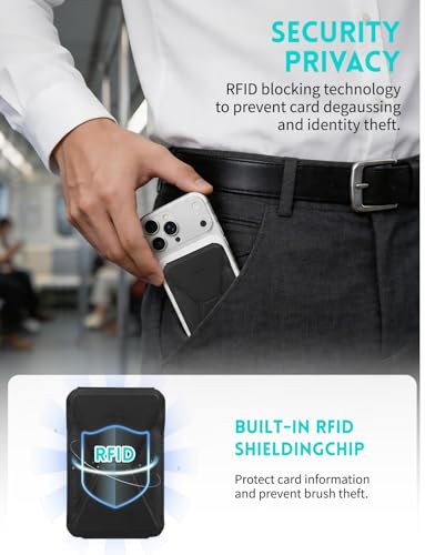 Cell Phone Wallet,Magnetic Wallet with Stand,Slim Card Holder - color: Black3