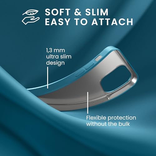 kwmobile Case Compatible with Apple iPhone 12 / iPhone 12 Pro Case - Soft Slim Metallic TPU Silicone Cover - Metallic Caribbean Blue - color: Metallic Caribbean Blue