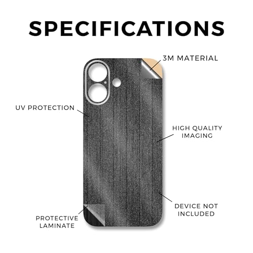 Glossy Glitter Phone Skin Compatible with Apple iPhone 17 - Black Wood - Premium 3M Vinyl Protective Wrap Decal Cover - Easy to Apply | Crafted in The USA by MightySkins - color: Black Wood, size: iPhone 17 (Back Wrap), style: Glossy Glitter Finish