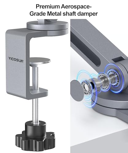 YICOSUN Tablet Stand for Desk - Heavy Duty Aluminum iPad Arm Mount with Super Grip Clamp, 360° Rotating Foldable Holder for 4.7-13" iPad, Kindle, Phone - Reading, Drawing, Video Call - Gray - color: Gray