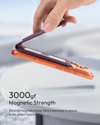 for MagSafe Wallet with Stand, Magnetic Card Holder for iPhone 17/16/15/14/13/12 Series, Not for iPhone 13/12 Mini(Purple) - color: Purple