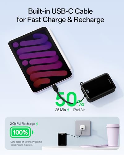 iWALK Portable Charger, 10000mAh 45W PD Power Bank, USB C in&Out Fast Charging Battery Pack with Phone Stand, Travel Essential Powerbank for iPhone 17 16 15 14 13 12 Samsung S25 MacBook etc,Black - color: Black 45W
